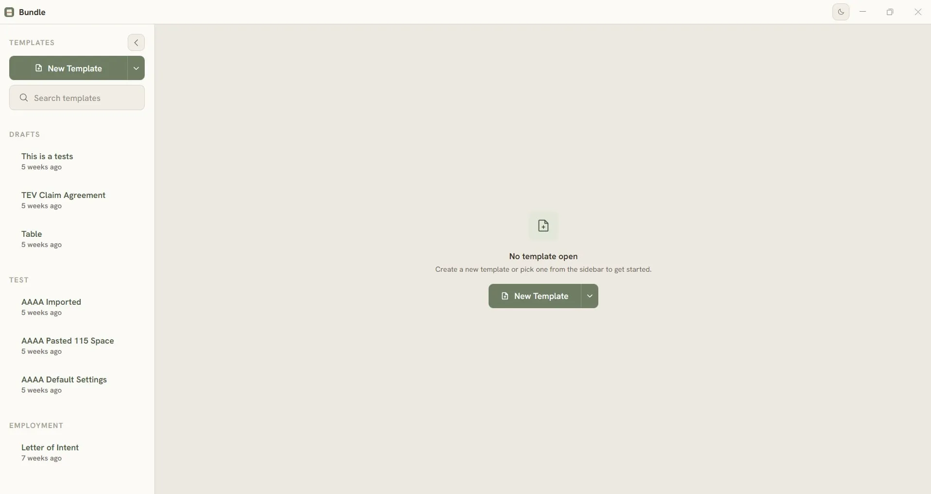 Template library grouped by category